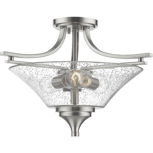 Natalie 3 Light 19 inch Satin Nickel Indoor Semi-Flush Ceiling Light